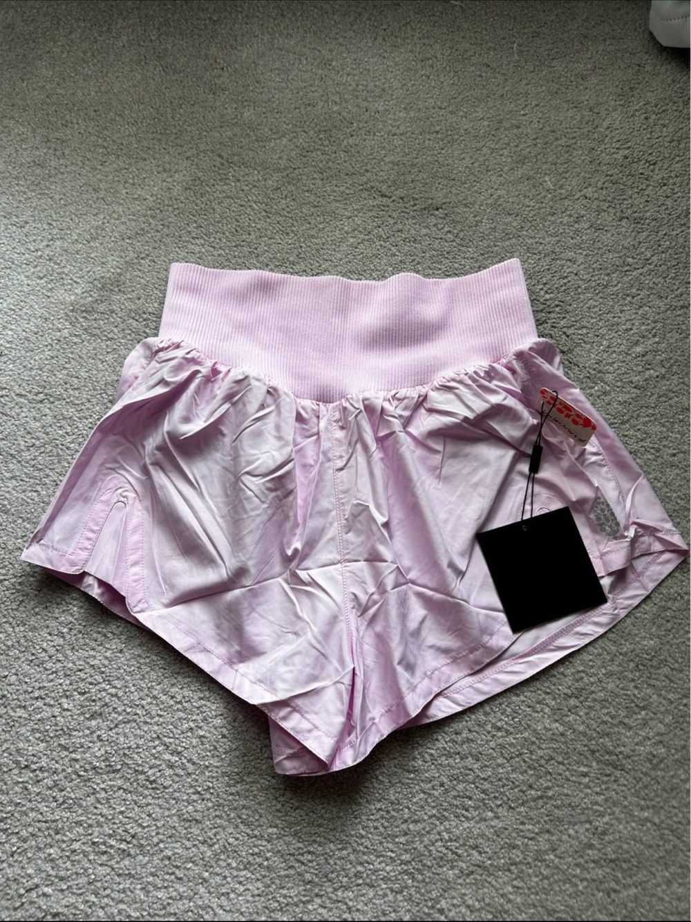 New free people High-Waist Pink Knit Waistband Lounge Shorts